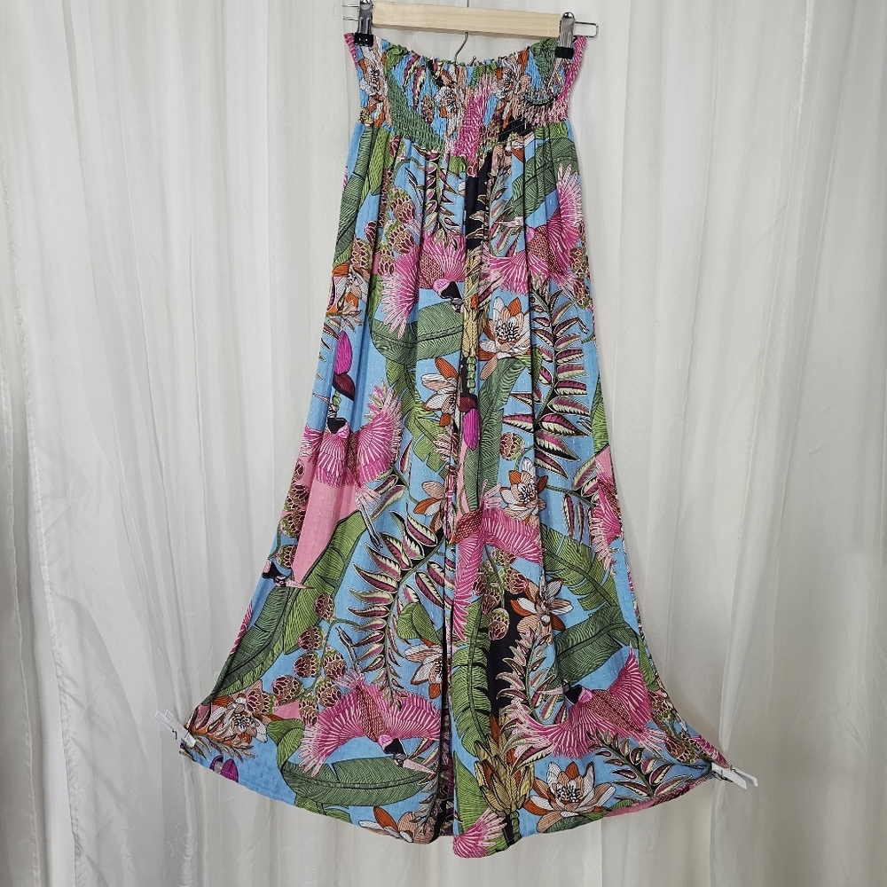 Rachel Roy Tropical Floral Two-Piece Set High Neck Top Wide Leg Bottom Size S/M - Picture 5 of 9